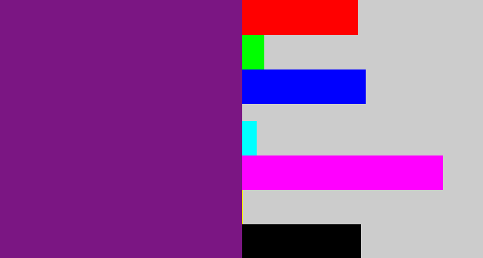 Hex color #7b1683 - darkish purple