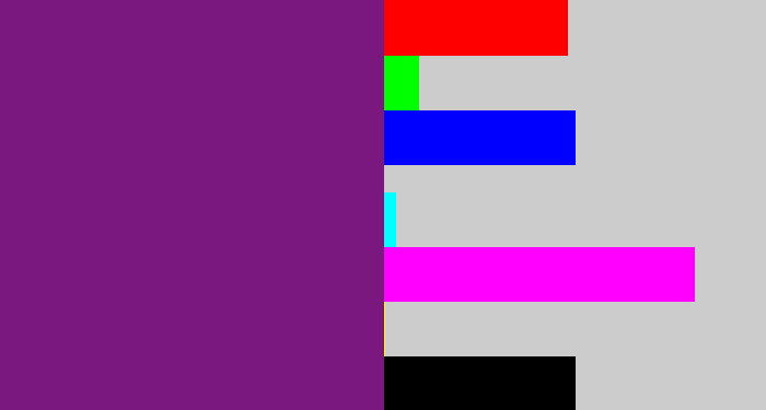Hex color #7b187f - darkish purple