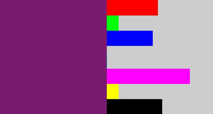 Hex color #7b1b6d - darkish purple