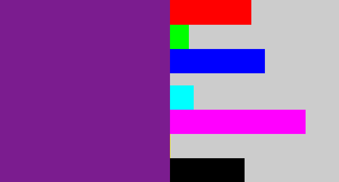 Hex color #7b1c8f - purple