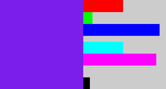 Hex color #7b1deb - purply blue