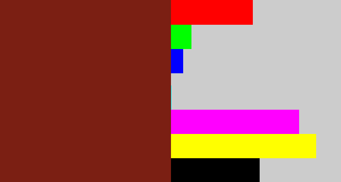 Hex color #7b1f13 - reddish brown