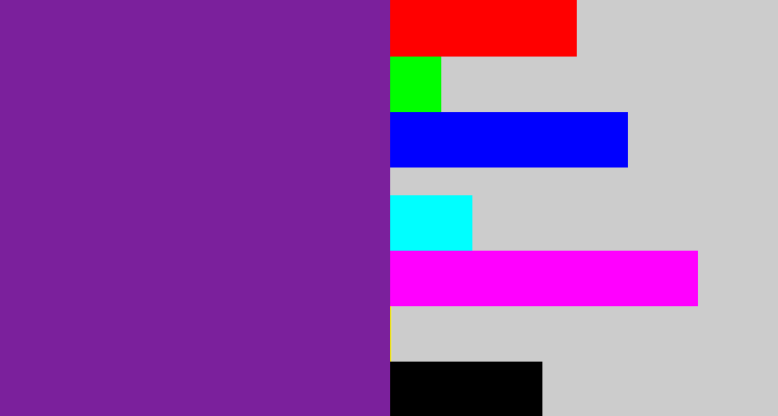 Hex color #7b209c - purple