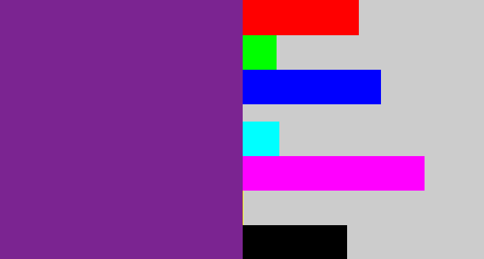 Hex color #7b2491 - purple