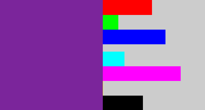 Hex color #7b259b - purple