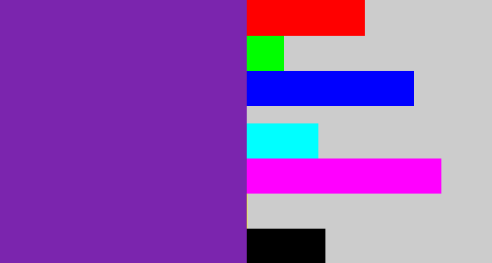 Hex color #7b25ae - purple