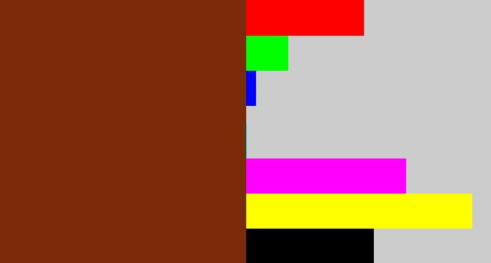Hex color #7b2b0a - reddish brown