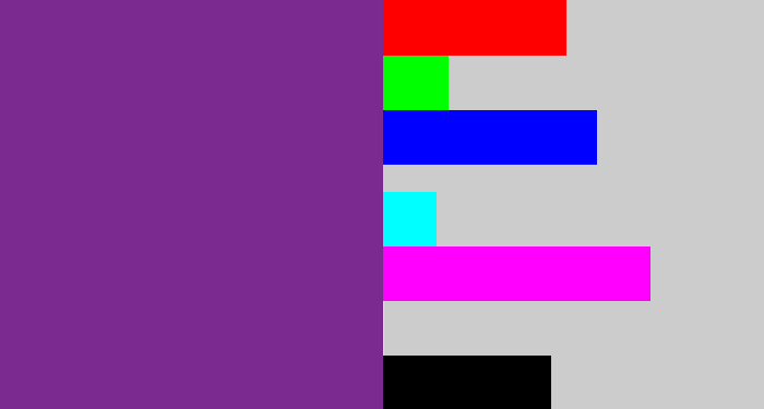 Hex color #7b2b8f - purple
