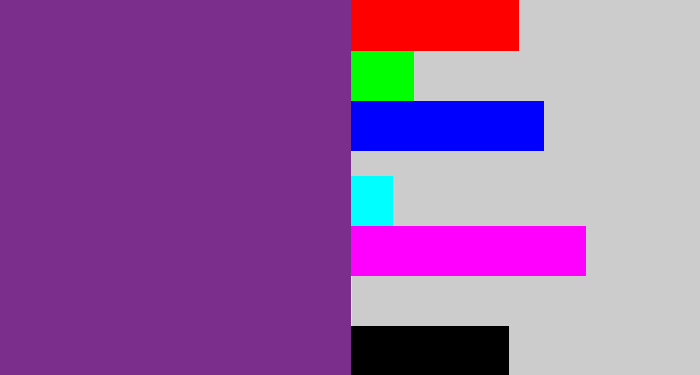 Hex color #7b2e8b - purple