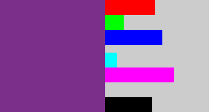 Hex color #7b2f8b - purple