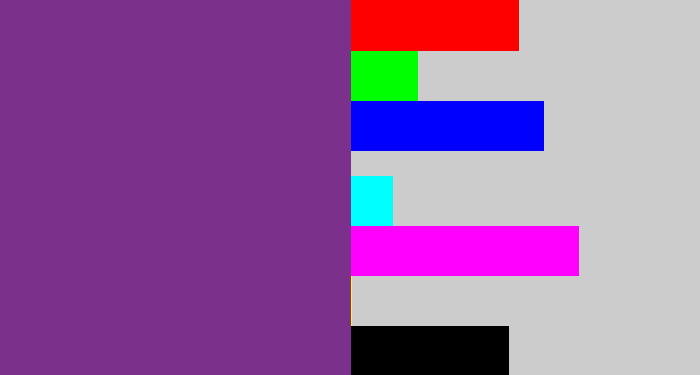 Hex color #7b318c - purple