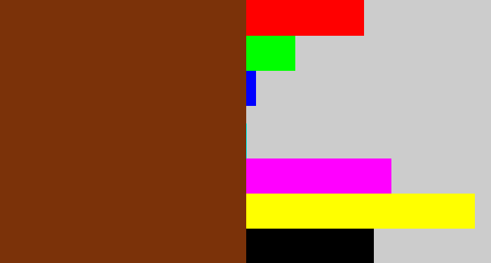 Hex color #7b3209 - reddish brown