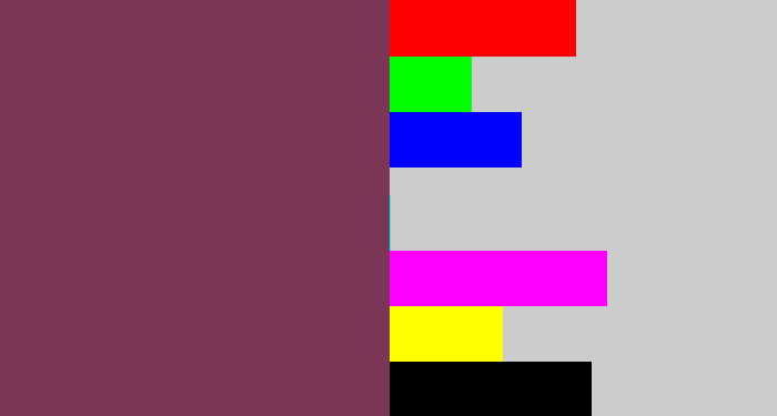 Hex color #7b3657 - brownish purple