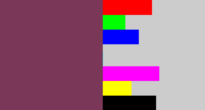 Hex color #7b3758 - brownish purple