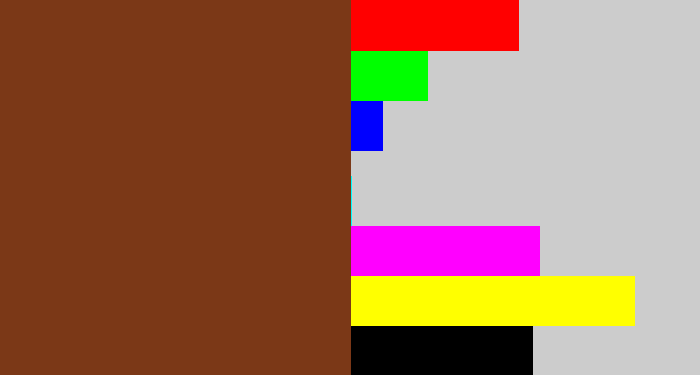 Hex color #7b3817 - reddish brown