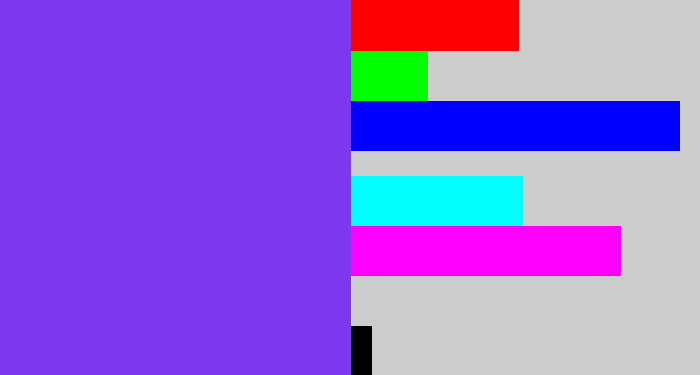 Hex color #7b38ef - bluish purple