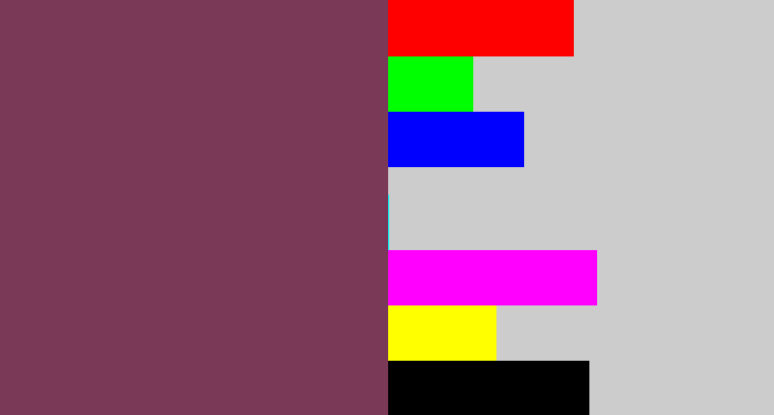 Hex color #7b3958 - brownish purple