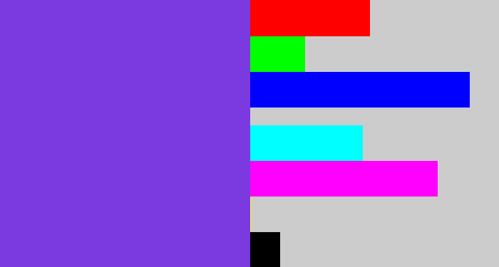 Hex color #7b39e0 - bluish purple