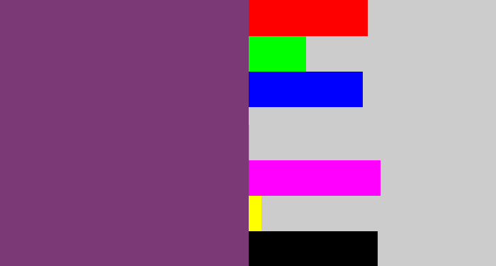 Hex color #7b3a75 - bruise