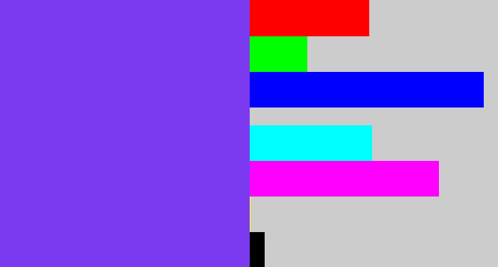 Hex color #7b3af0 - bluish purple