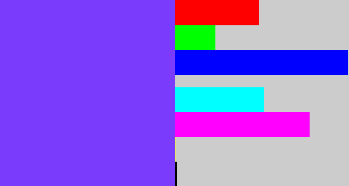 Hex color #7b3bfc - bluish purple