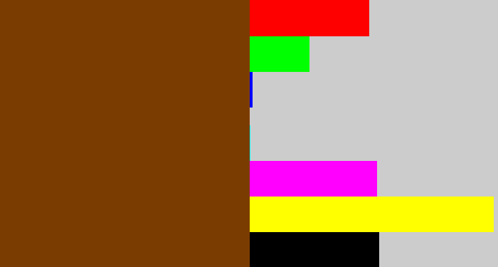 Hex color #7b3c02 - reddish brown
