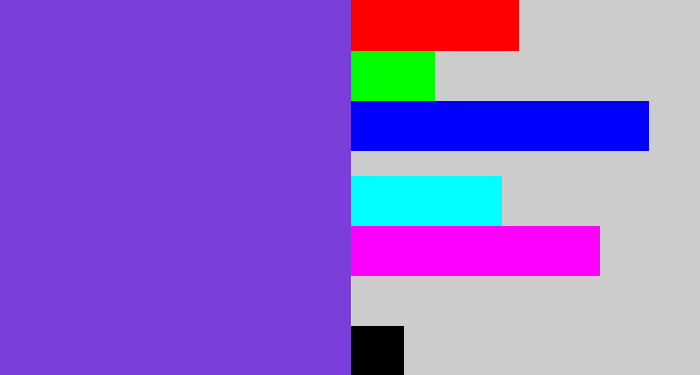 Hex color #7b3ed8 - bluish purple