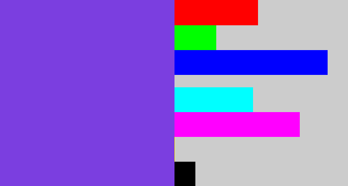 Hex color #7b3ee0 - bluish purple