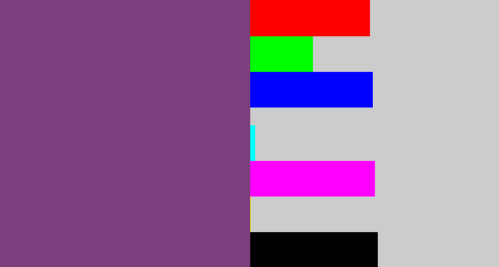 Hex color #7b3f7d - bruise