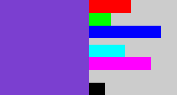 Hex color #7b3fd0 - bluish purple