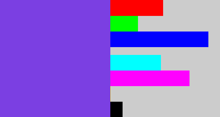 Hex color #7b3fe2 - bluish purple