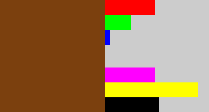 Hex color #7b400e - medium brown