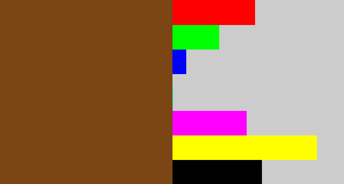 Hex color #7b4614 - medium brown