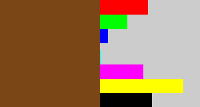 Hex color #7b4615 - medium brown