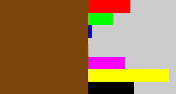 Hex color #7b470a - medium brown
