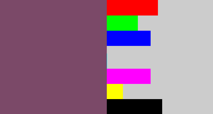 Hex color #7b4968 - dirty purple