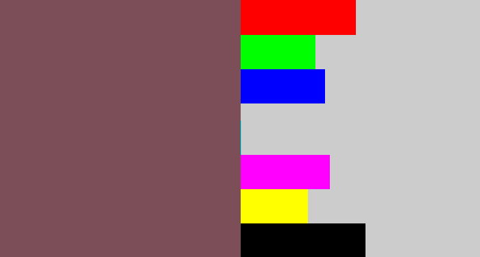 Hex color #7b4e58 - dark mauve