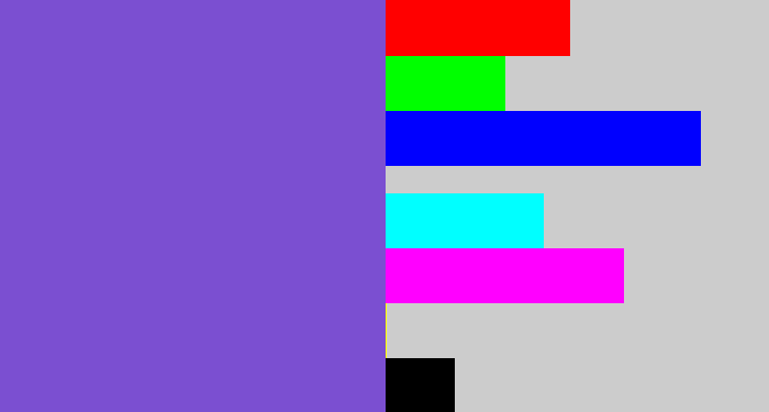 Hex color #7b4fd1 - light indigo