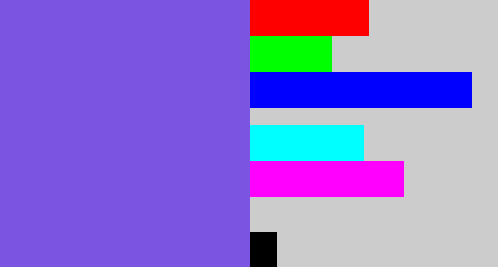 Hex color #7b55e2 - purpley