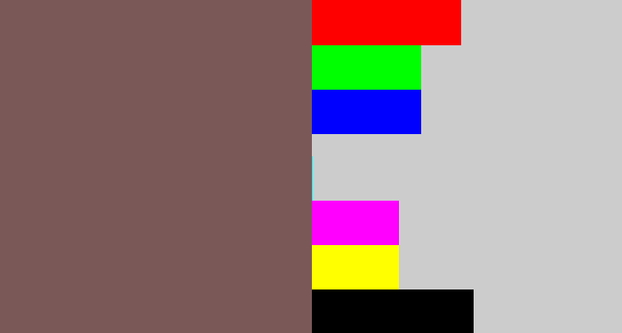 Hex color #7b5858 - dark taupe