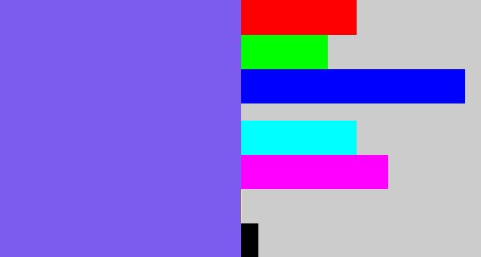 Hex color #7b5cee - purpley