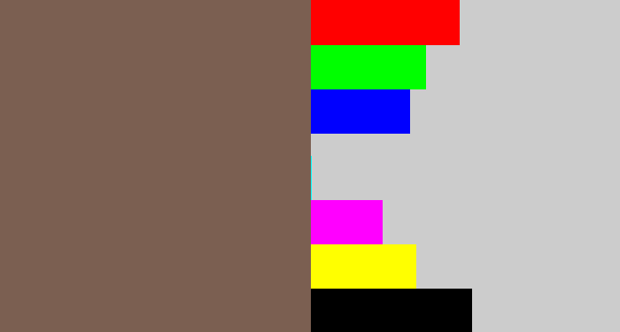 Hex color #7b5f51 - dark taupe