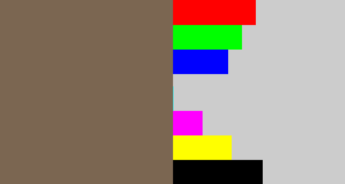 Hex color #7b6651 - greyish brown