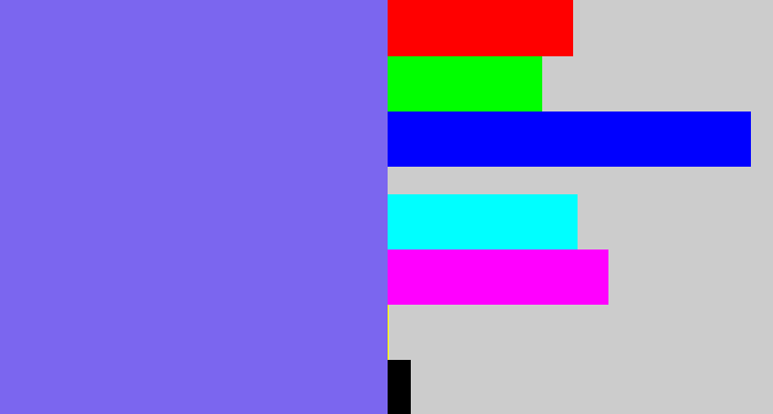 Hex color #7b66ef - purpley
