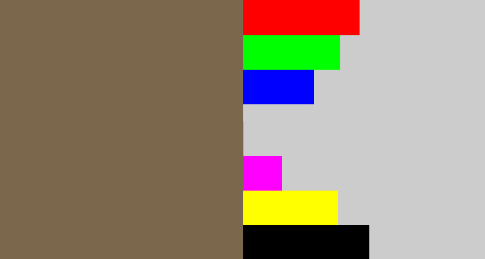 Hex color #7b674b - dark taupe