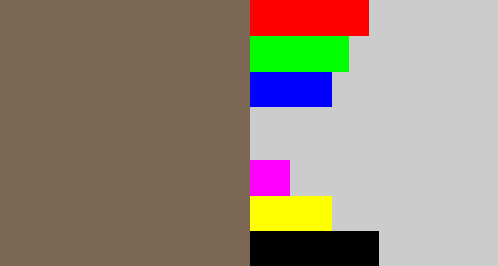 Hex color #7b6753 - greyish brown
