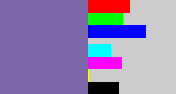 Hex color #7b67a7 - dark lavender