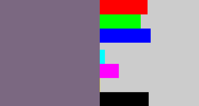 Hex color #7b6881 - purplish grey