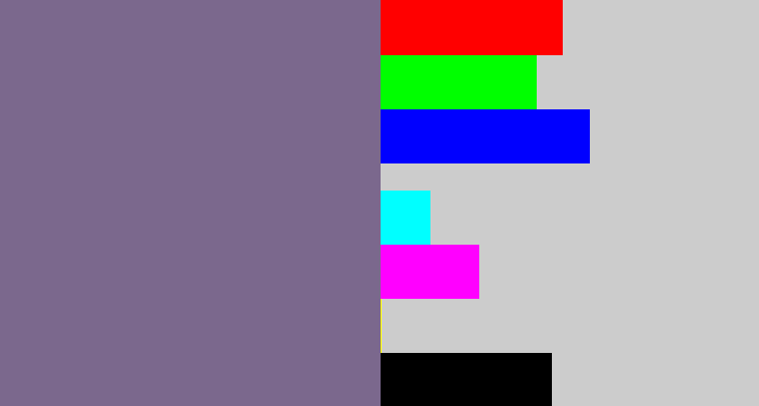 Hex color #7b688d - grey purple