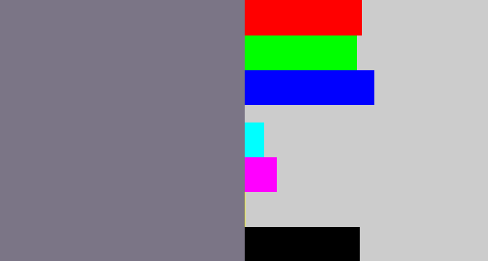 Hex color #7b7586 - grey purple